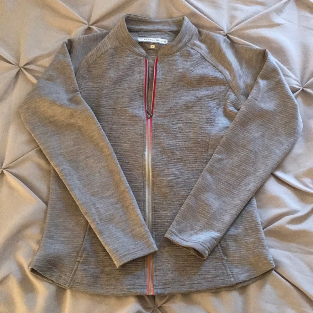 Pebble Beach Light Gray Zip Up Size Small
